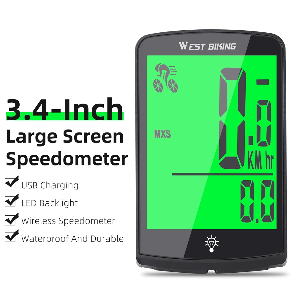 

Bicycle Speed Meter Waterproof Cycling Mileometer Multi-functional Digital Bike Speedometer Full Screen Mobilephone APP Control