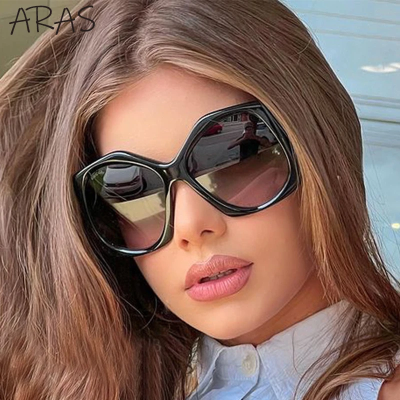 

Очки солнцезащитные женские с градиентом, модные нестандартные квадратные большие солнечные очки в круглой оправе, в винтажном стиле, 2022