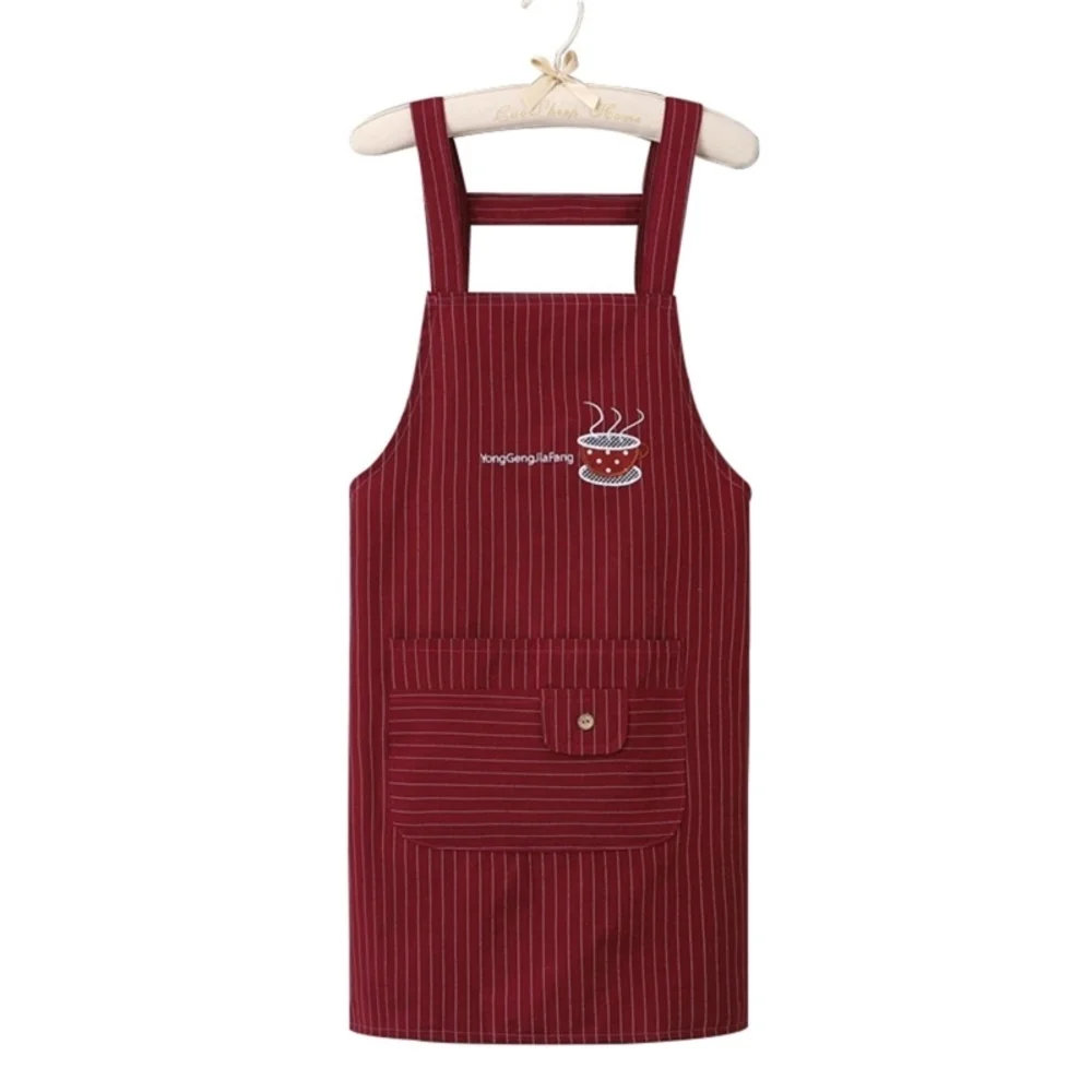 

Простой хлопковый фартук без рукавов на ремешке, фартук для чайной чашки с вышивкой, для магазина молочного чая, маслостойкий фартук на реме...