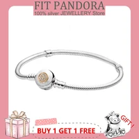 2022 luxury shining 925 sterling silver set cz gold snake bone bracelet for women fit original pandor charm beads jewelry gift