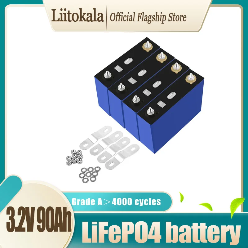 LiitoKala-batería LiFePO4 de 3,2 V, 90Ah, para 4S, 12V, 24V, 3C, 270Ah, fosha de litio-hierro, VR, energía Solar, coche, barco