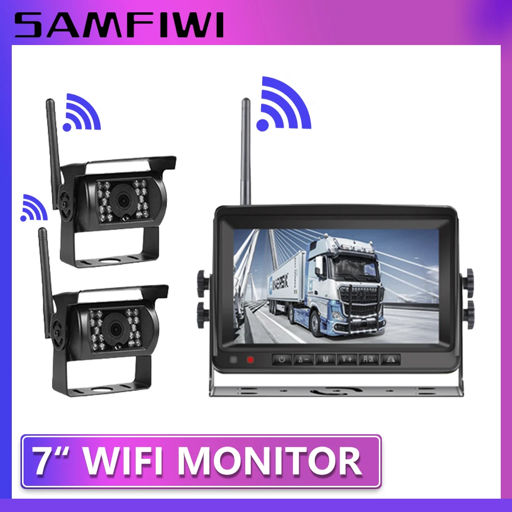 7-дюймовый Wi-Fi монитор для грузовика, беспроводной дисплей, 1 камера/2 камеры, экран для камеры заднего вида, монитор для автомобиля, для грузовика, RV