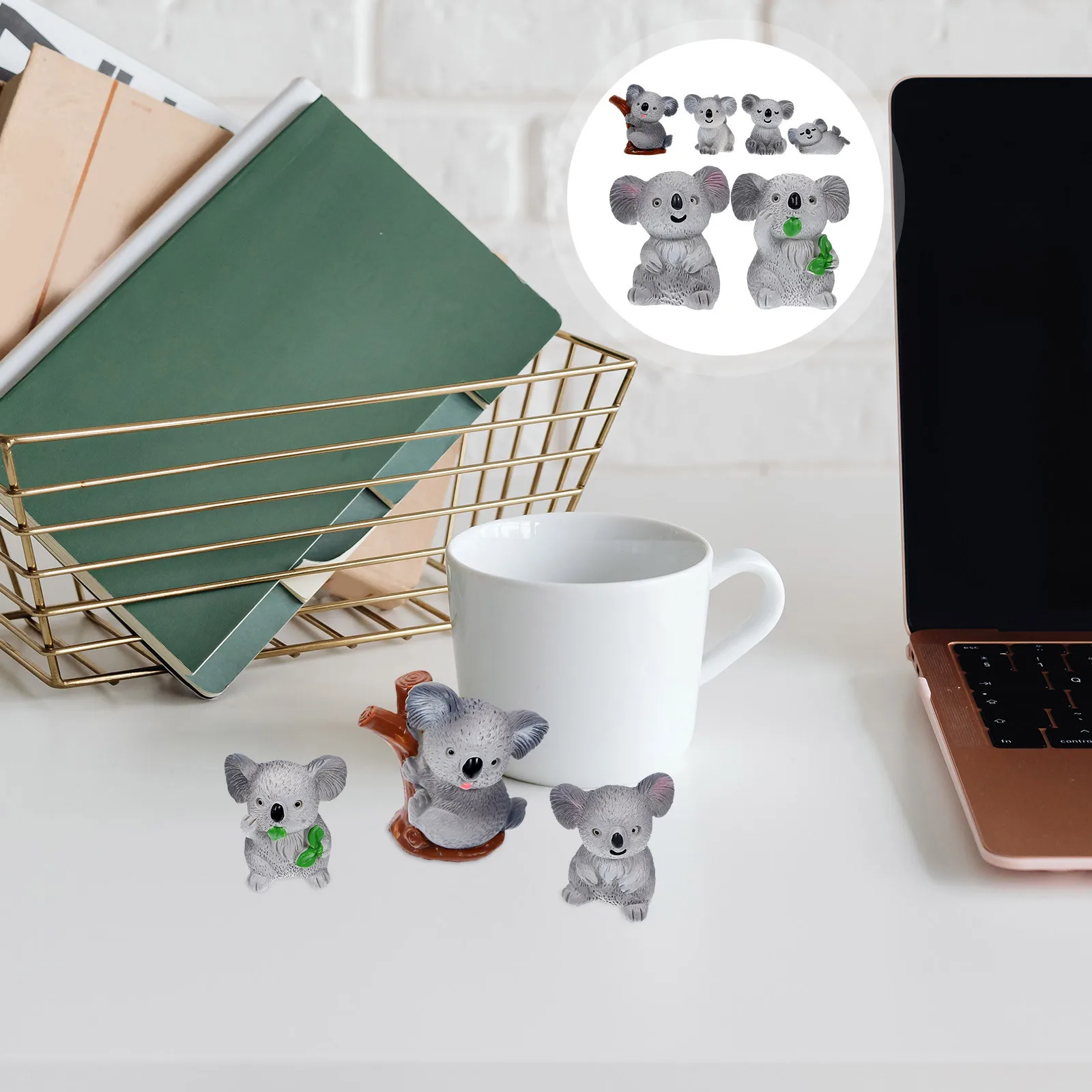 6 шт. миниатюрные фигурки коалы скульптуры из смолы пейзажное украшение милый