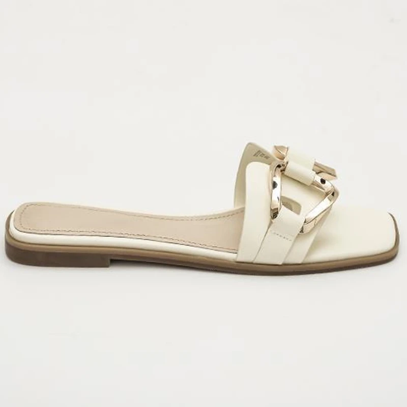 Женские сандалии на плоской подошве ZRACK модные пляжные с металлической цепочкой