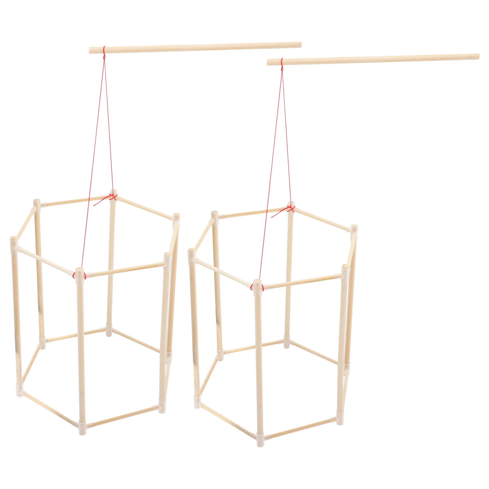 

2 Sets Unfinished Lantern Cage Lantern Making Frame Hanging Lantern Decoration Unfinished Wood Lantern