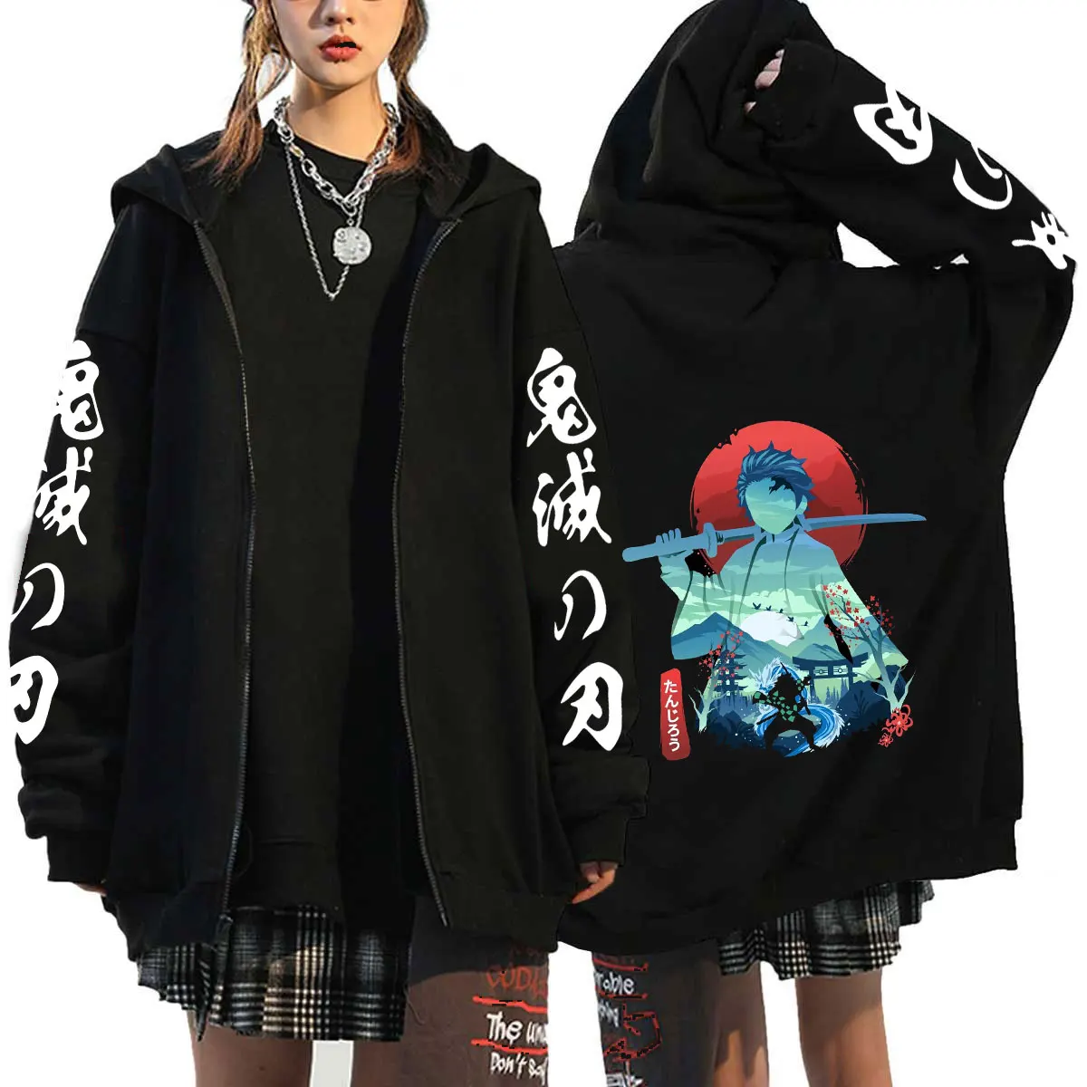 Толстовка унисекс с капюшоном Модный свитшот на молнии уличный Топ в стиле аниме