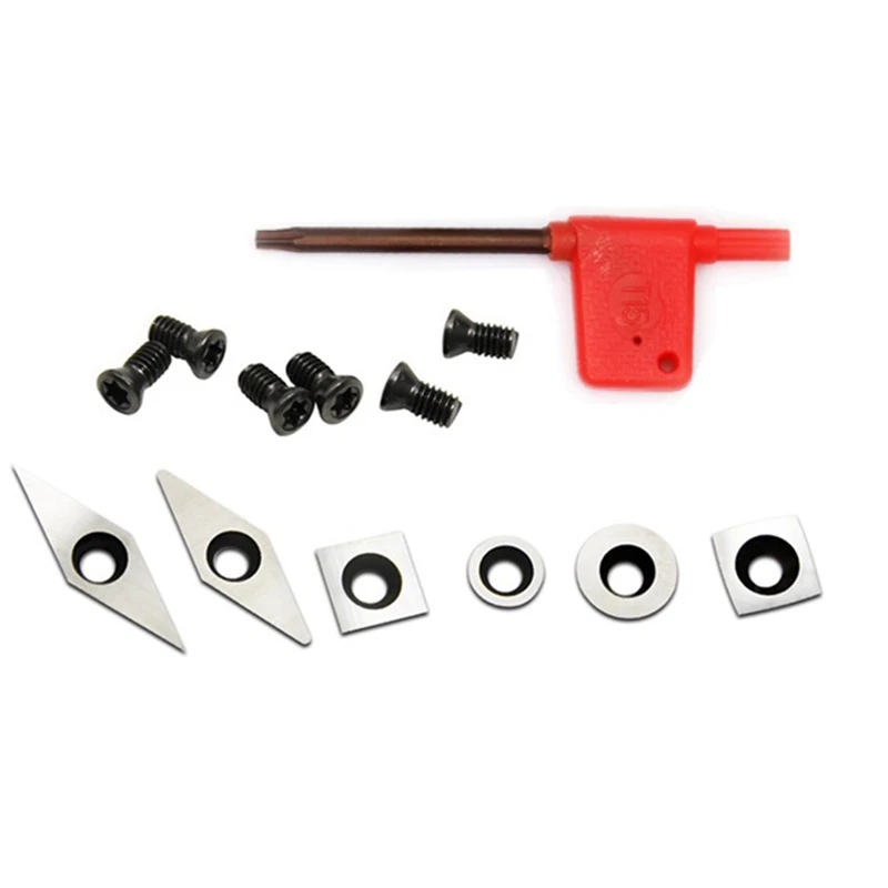 

New Carbide Inserts Cutters Blades Knives Set Fit For Detailer Hollower Finisher Rougher Wood Lathe Turning Tools