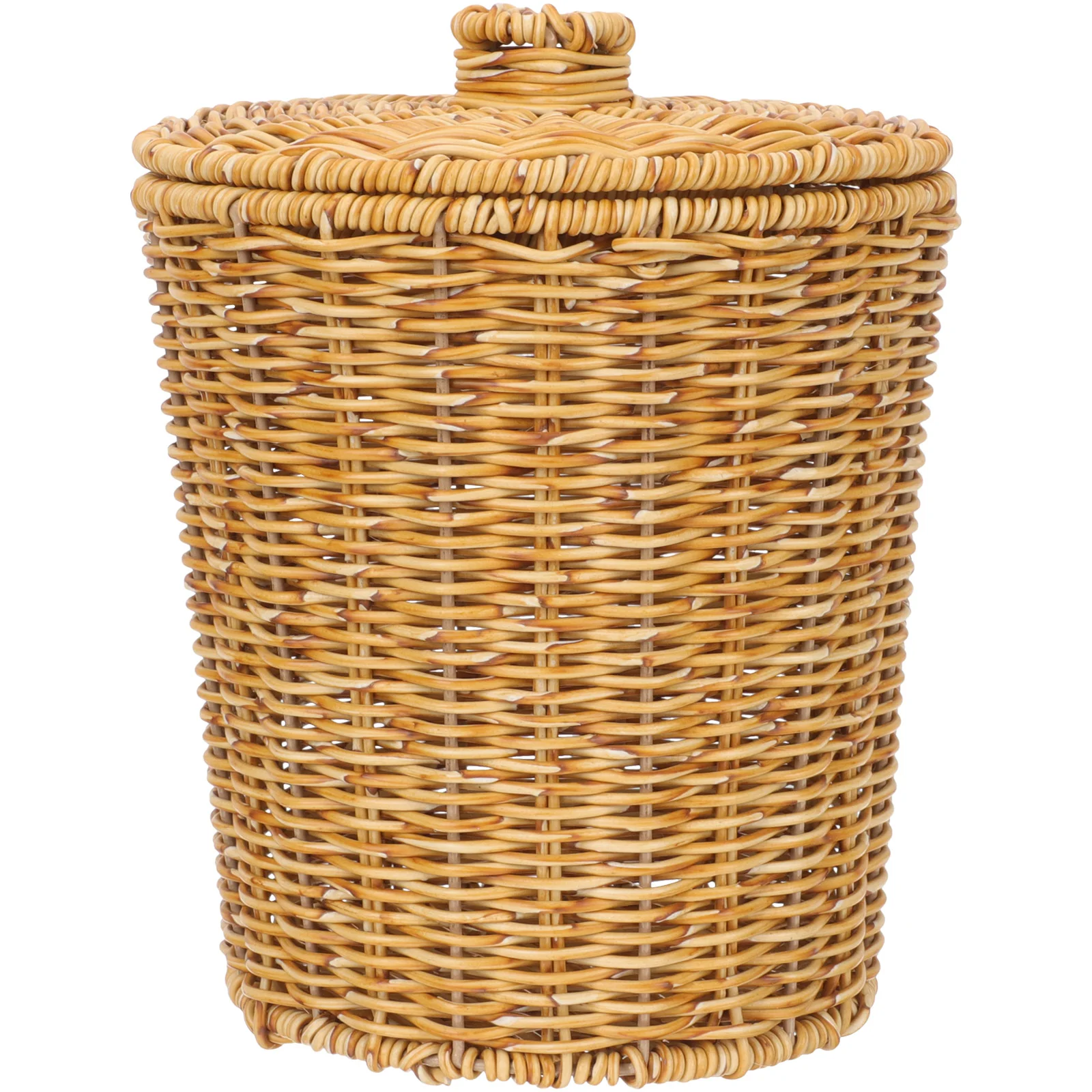 

Basket Woven Can Trash Rattan Waste Wicker Storage Laundry Garbage Flower Bedroom Hamper Baskets Bin Lid Seagrass Round Bins Pot