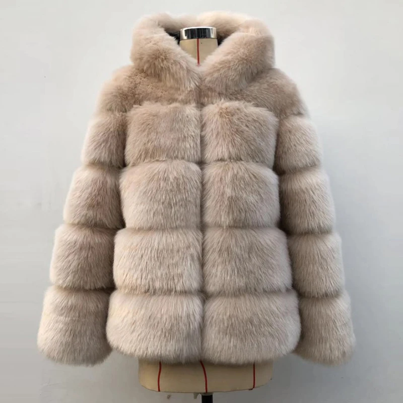 

Winter Thick Warm Faux Fur Coat Women Furry Hooded Fur Jacket High Quality Fluffy Outwear Ladies Overcoat шуба искусственный мех