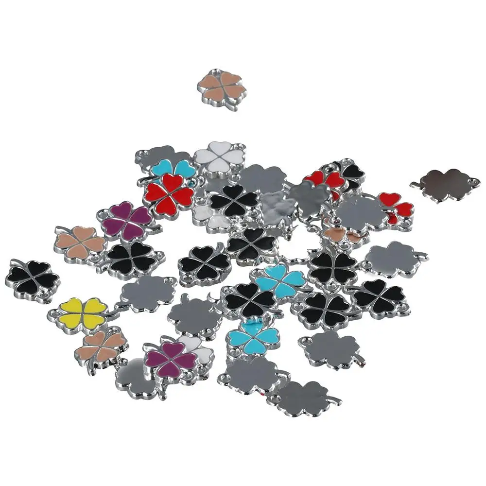 

multicolor Charm Pendants alloy and enamel Four Petal Multicolor Leaf Charms for Jewelry Making Handmade Crafts Lovers