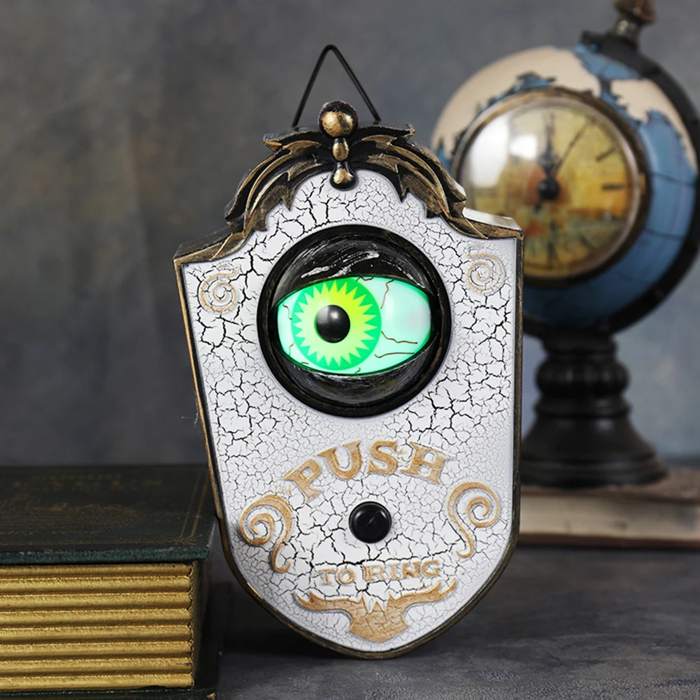 

Halloween Luminous Hanging Doorbell Scary Haunted Decorations Glowing Eyeball Creepy Eyes Doorbell Horror Props with Sound Light