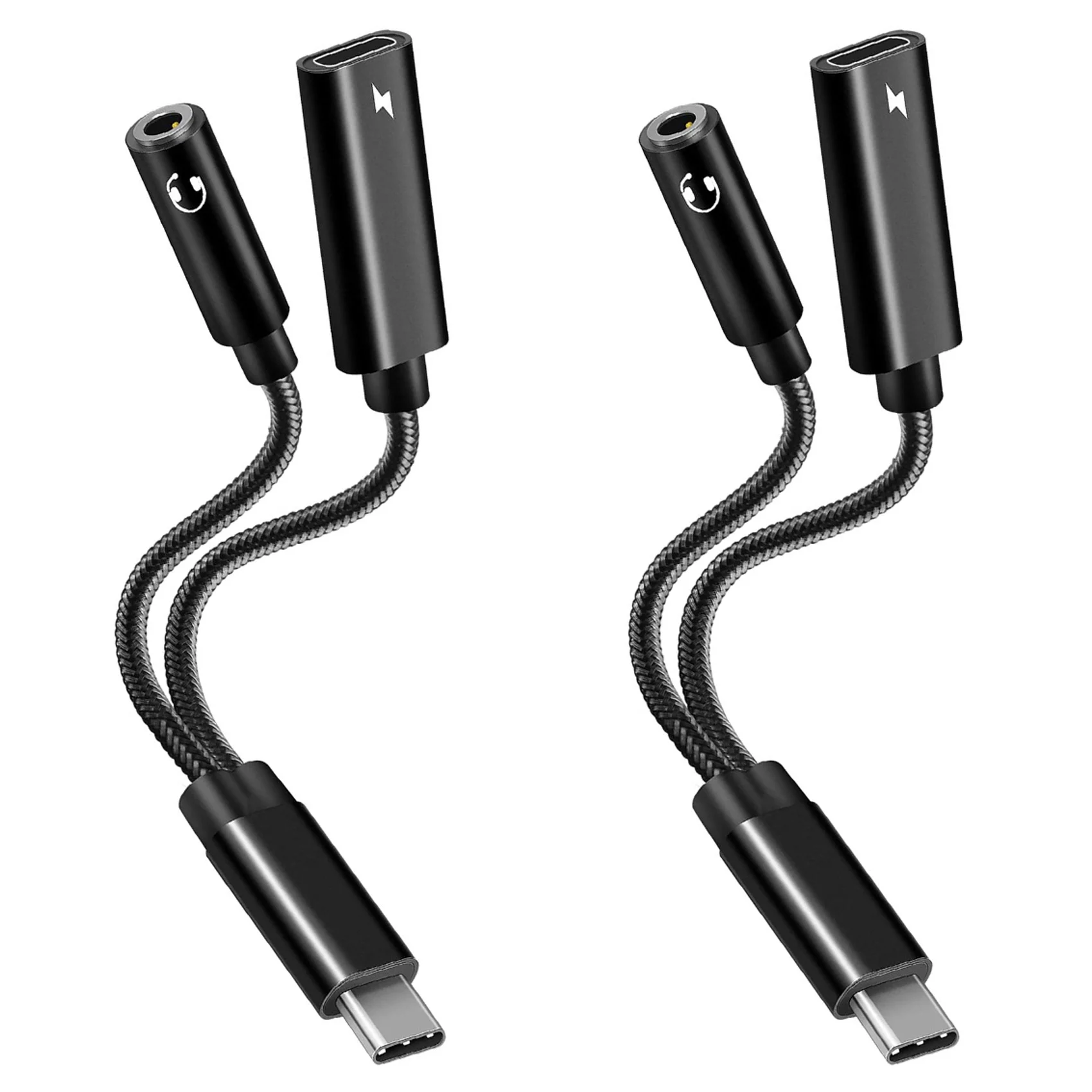2 шт., адаптер для наушников с USB C на 3,5 мм, 60 Вт