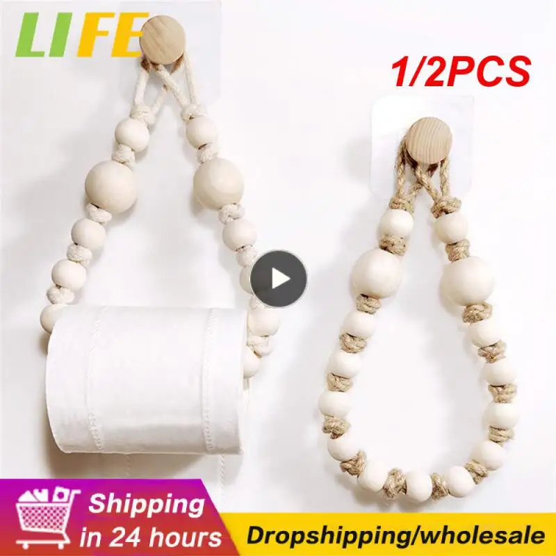 

1/2PCS Round Hook Vintage Towel Hanging Rope Toilet Paper Holder Home Hotel Bathroom Decoration Supplies