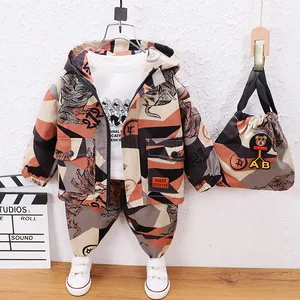 Boys 4pcs Clothes Sets Spring Autumn Children Hoodies Jacket Sweatershirts Pants Bag Tracksuit For Baby Outfits Kids Sports Suit