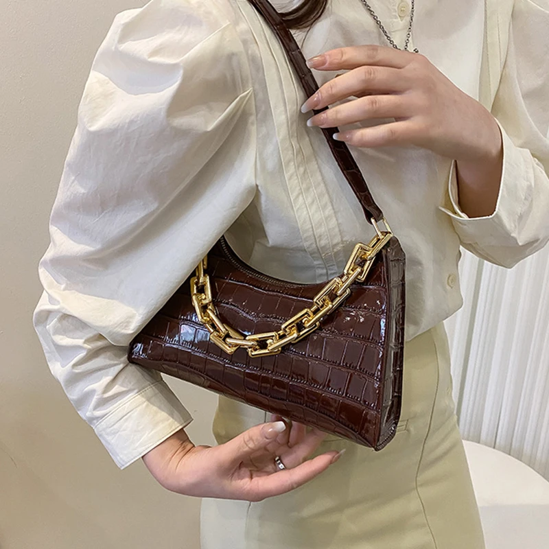 Popular Crocodile Pattern Women's Bag 2023 New Trend PU Leather Shoulder Bags Fashion Texture Zipper Handbags for Women Luxury