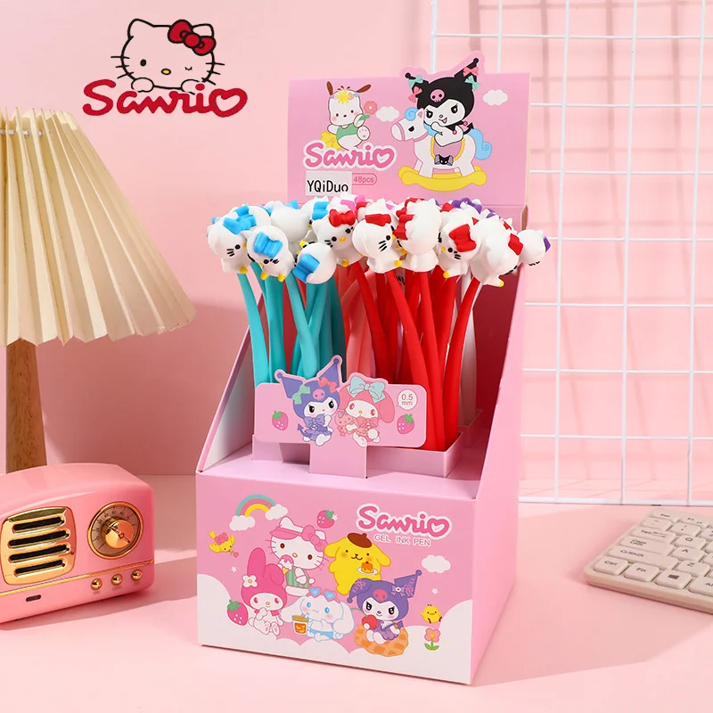

48 шт. Sanrio мультяшный мягкий мультяшный Кот КТ качающаяся музыкальная гелевая ручка с милым ветром Строительная ручка высококачественные школьные принадлежности Подарки Канцтовары