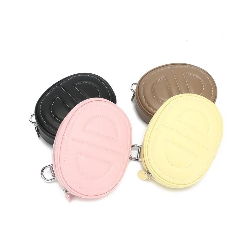 

Женская круглая нагрудная сумка-мессенджер из натуральной кожи, с поясом