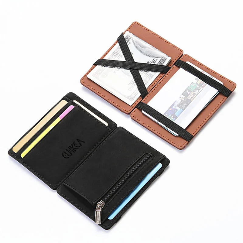 

Upscale Upgrade Ultra Thin Mini Wallet Men Women Business PU Leather Magic Small Wallets Coin Purse Credit Card Holder Wallets