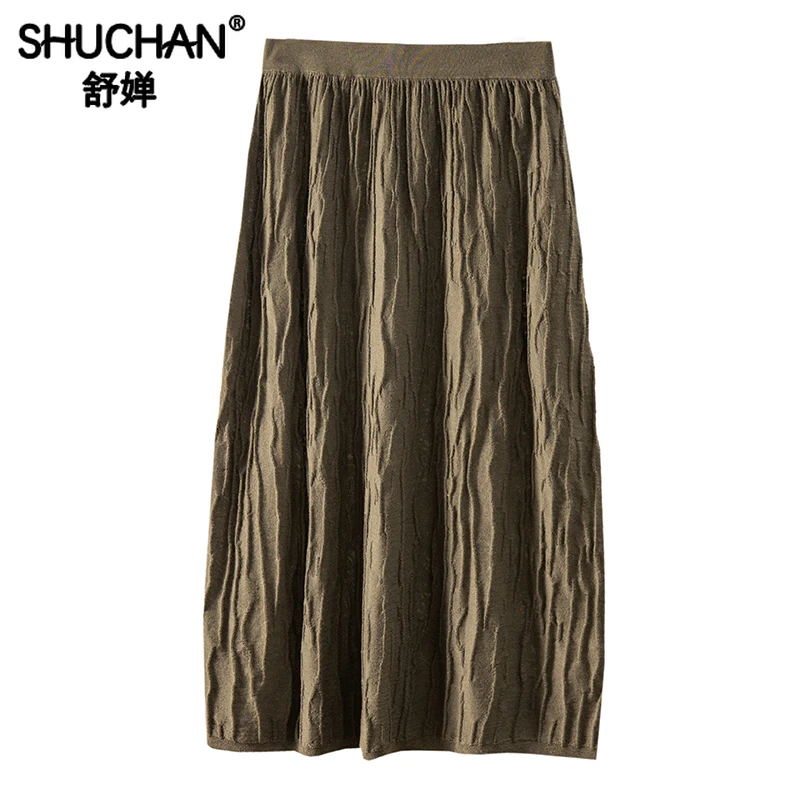 

Knit Long Skirt Women Fashion Design 2023 New Autumn Winter Faldas Largas A-LINE Ankle-Length Empire Vintage Wool