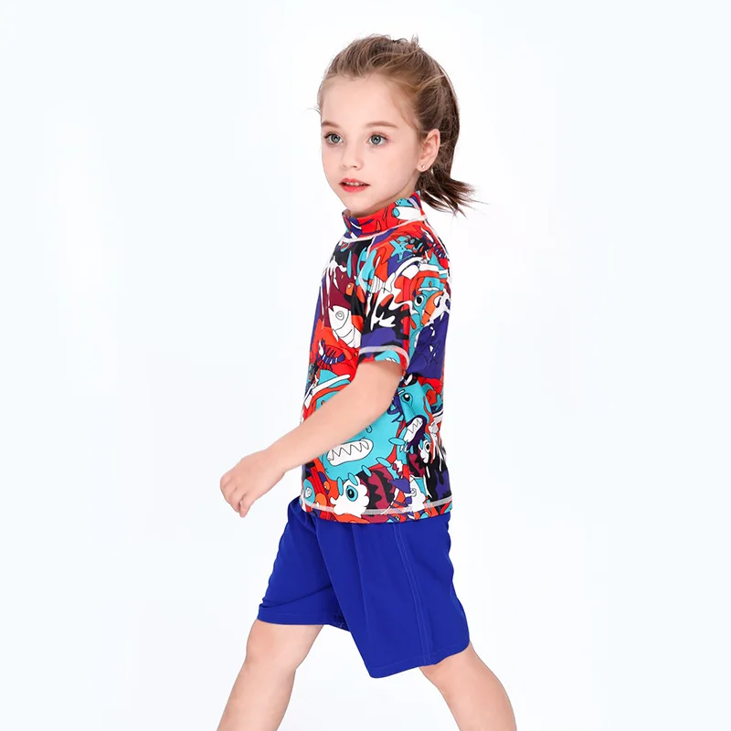 Swimsuit for Girls Boys Short Sleeve Children's Rashguard Swimming Trunks for Boy Girl UPF50+ Kids Bathing Suit Baby Swimwear