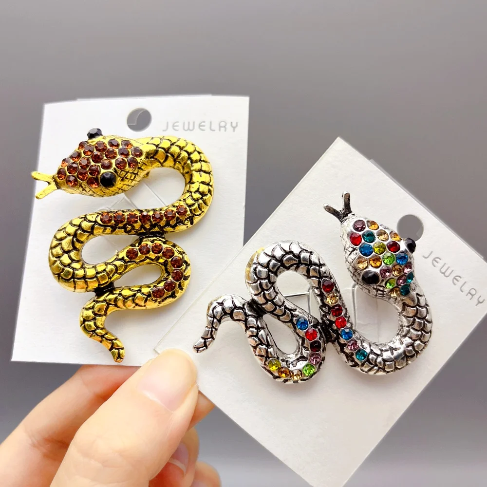 Прекрасные броши со змеей в стиле ретро стразами и животными для женщин модные
