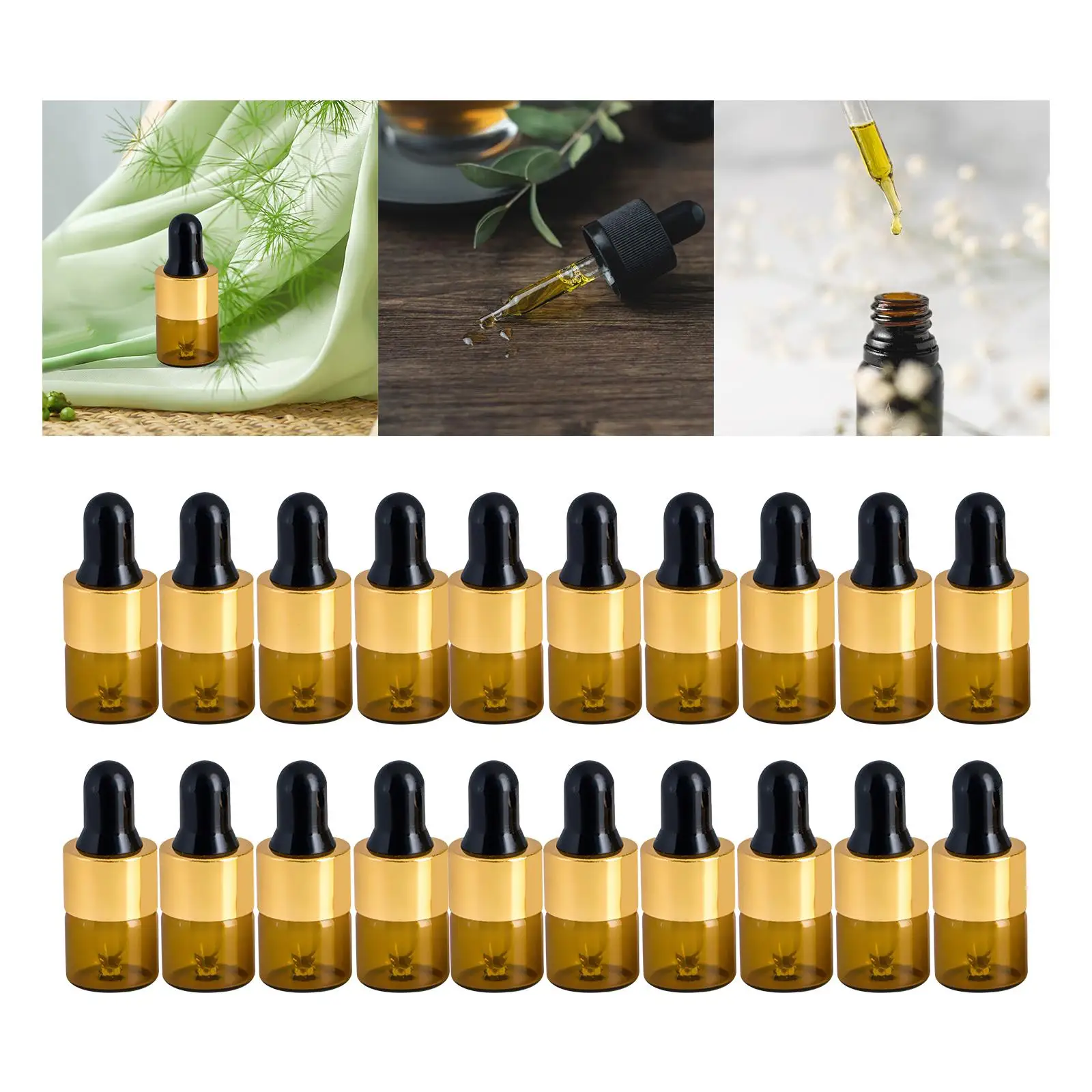 

20Pieces 1/2/3/5ml Dropper Bottles with Glass Eye Dropper Essential Oil Bottle for Liquids Essential Oils Perfume Storage