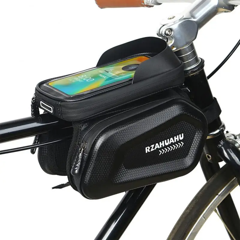 

Велосипедные Сумки RZAHUAHU, велосипедная сумка для верхней передней рамы, водонепроницаемая, с сенсорным экраном, мобильный телефон, сумка для хранения для горного и дорожного велосипеда