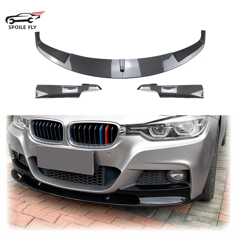 

High Quality For BMW F30 F31 M-tech M Sport 2012-2018 Car Front Bumper Lip Spoiler Glossy Black Or Carbon Fiber Look Body Kit