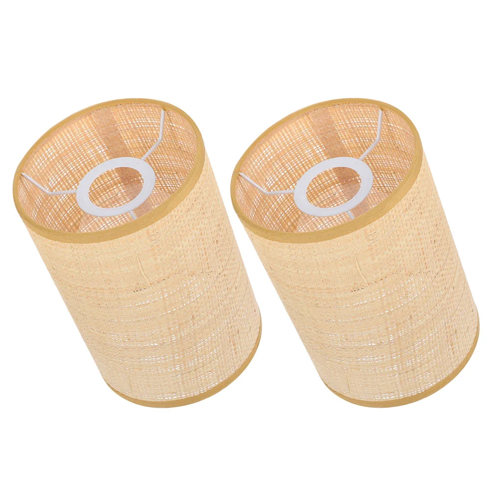 

2 Pcs Lamp Shade Ceiling Light Woven Chandelier Rural Covers Metal Decorative Lamps Weaving