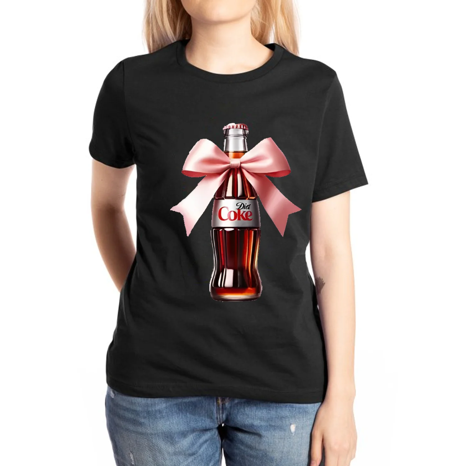 Женская футболка с принтом в виде бутылочки газировки свободная Удобная