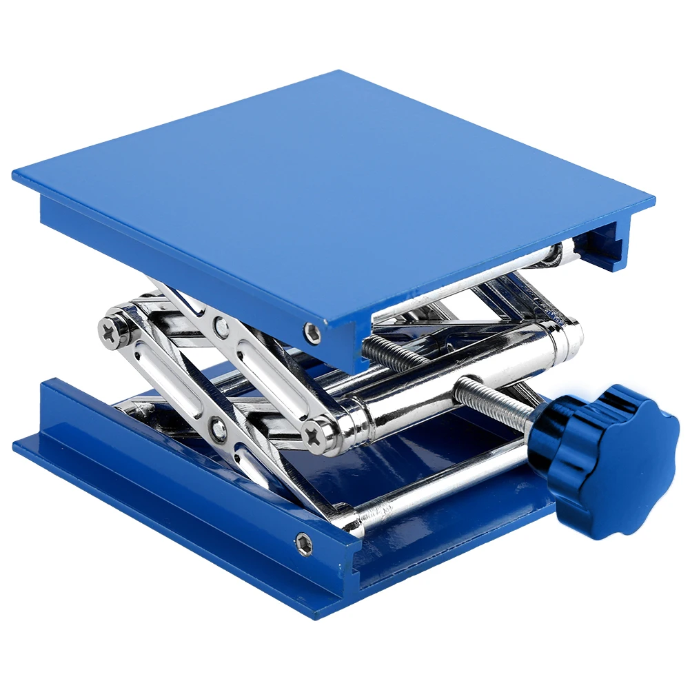 

100 x 100mm Blue Electroplated Aluminum Lab Lifting Platform Stand Rack Scissor Jack Lifter Lab Lifting Lab Lifting