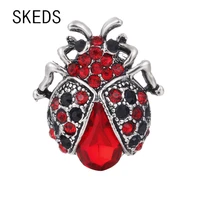 skeds fashion ladybug insect rhinestone brooch for women men metal pin suit coat accessories exquisite retro badges brooches