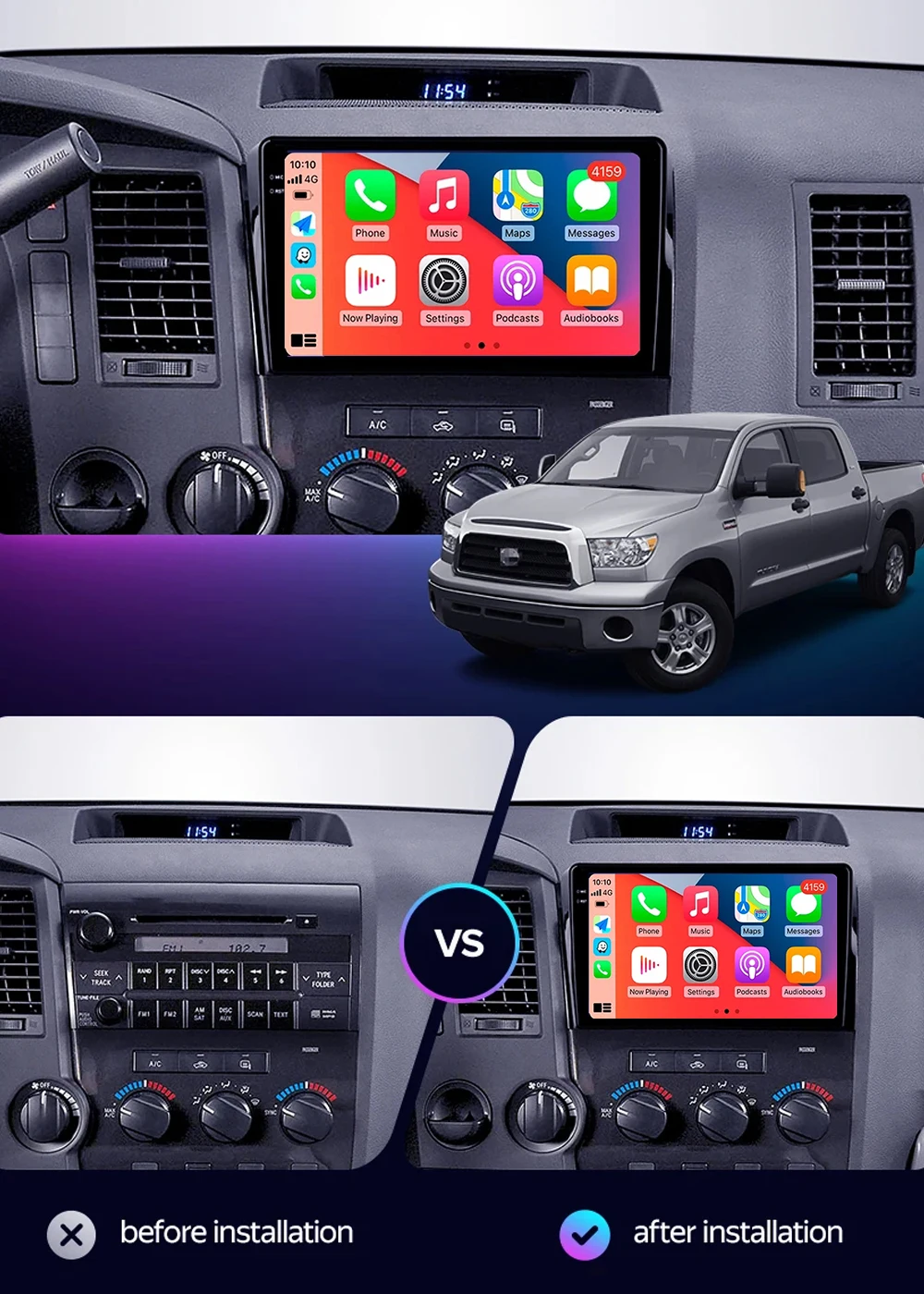 Автомагнитола на Android 14 для Toyota Tundra XK50 2007 - 2013 Sequoia XK60 2008 2017 с GPS-навигацией и