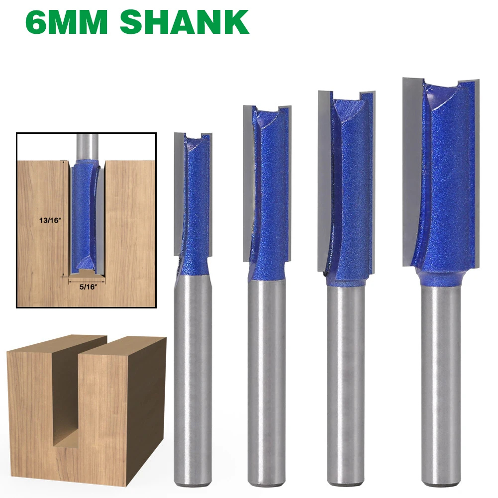 

1PC 6MM Shank Milling Cutter Wood Carving 1/4" 5/16" 3/8" 1/2" Cutting Diameter Straight Woodworking Router Bit Set Carpenter
