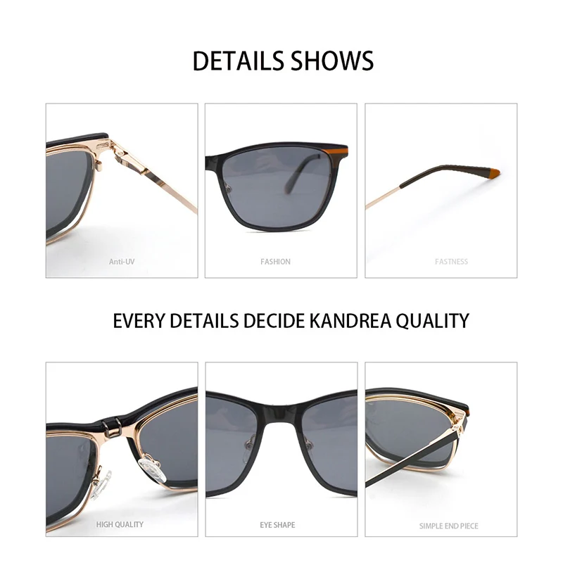 Мужские и женские квадратные очки KANDREA винтажные поляризационные солнцезащитные