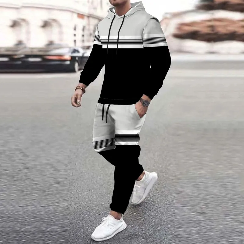 2023 New Sportswear Men's Hooded Sweatshirt Suit Spring and Autumn Pullover Hoodie + Casual Trousers 2-Piece Jogging Sports Suit