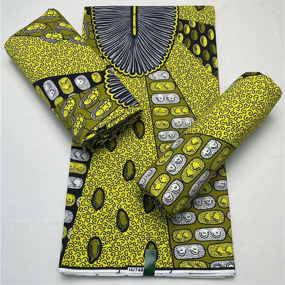 

Африканская восковая Ткань 6 ярдов, настоящий воск в нигерийском стиле, квадратная ткань, Голландская Ткань, 100% хлопок для шитья