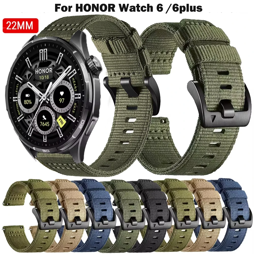 Фото Нейлоновый ремешок для часов HONOR Watch 6/6Plus, 22 мм, ремешок для HONOR Watch 5 Ultra, сменный браслет, аксессуар, correa №1