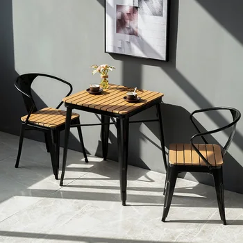 Outdoor dining table and chair combination wrought iron open-air bar balcony garden cafe milk tea leisure bar table dining chair