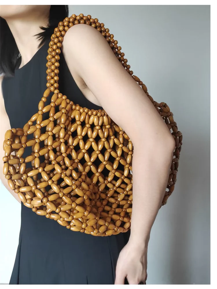 Большая полая новая сумка ручной работы для девочек из натурального дерева с