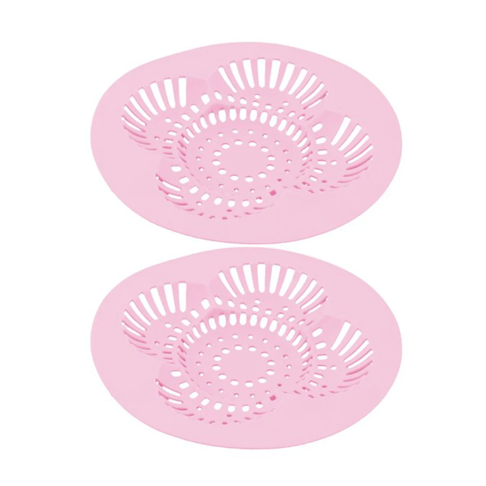 

2pcs Bathroom Kitchen Sink Strainer Drain Filter Out Shower Round Soft Silicone Reusable Universal Removable Easy Install