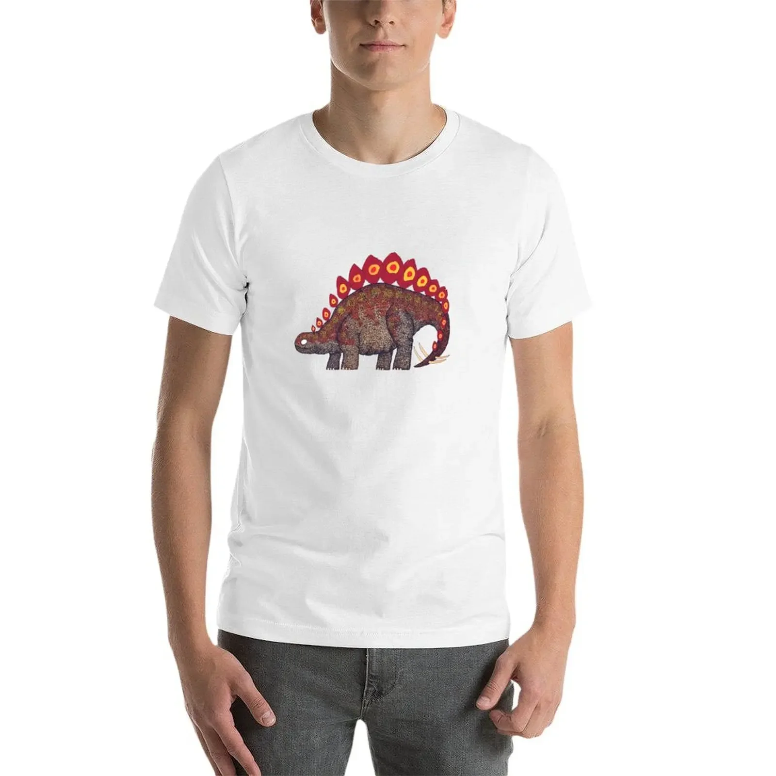 Футболка с стегозавром уличная одежда в стиле аниме корейская мода для мальчиков