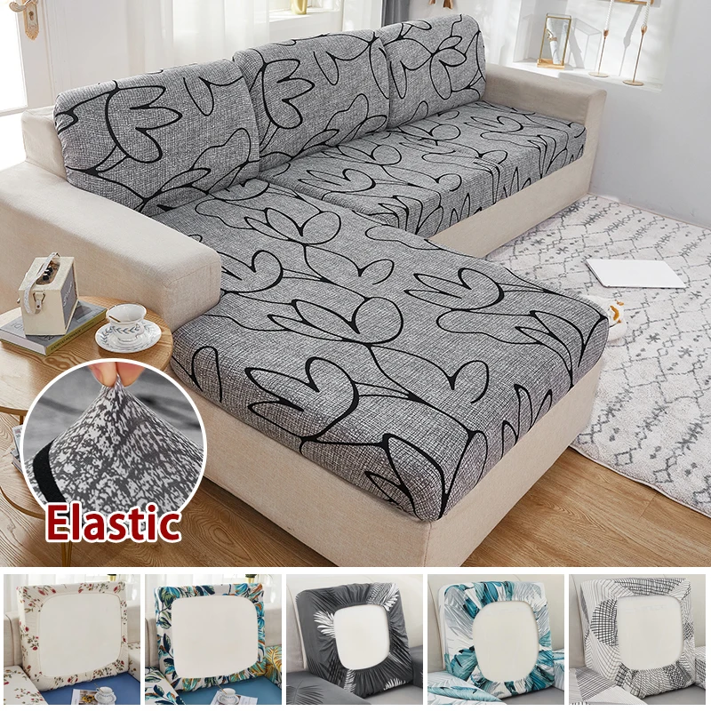 

Elastic Sofa Seat Cover Four Seasons Sofa Cover Anti-scratch Thick Floral Print Seat Cushion Flexibility with Elastic Bottom