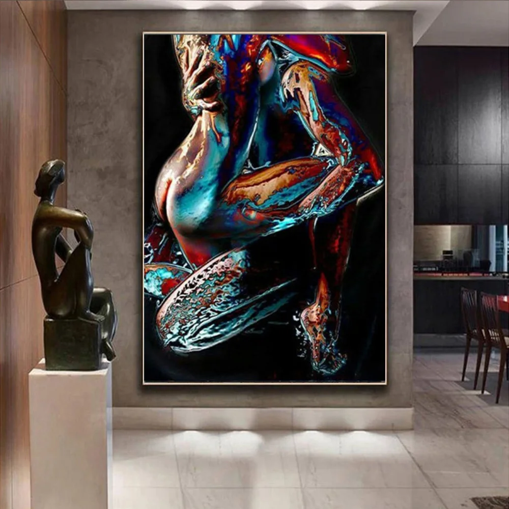 

Abstract Lovers Canvas Painting Wall Art Colorful Nude Couple Sexy Body Poster And Prints For Living Room Modern Home Decor
