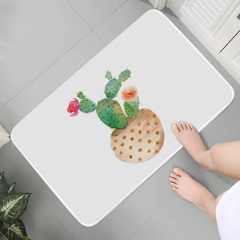 

Washable Carpet Bedroom Flannel Rug Entrance Indoor Doormat Mats 3D Kid Room Green Cactus Lounge Rug Parlor Mat Mat bedside