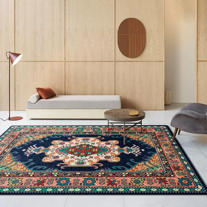 

Home Carpet Printed Carpet European Persian Retro Style Living Room Coffee Table Blanket Bedroom Bedside Flannel Carpet