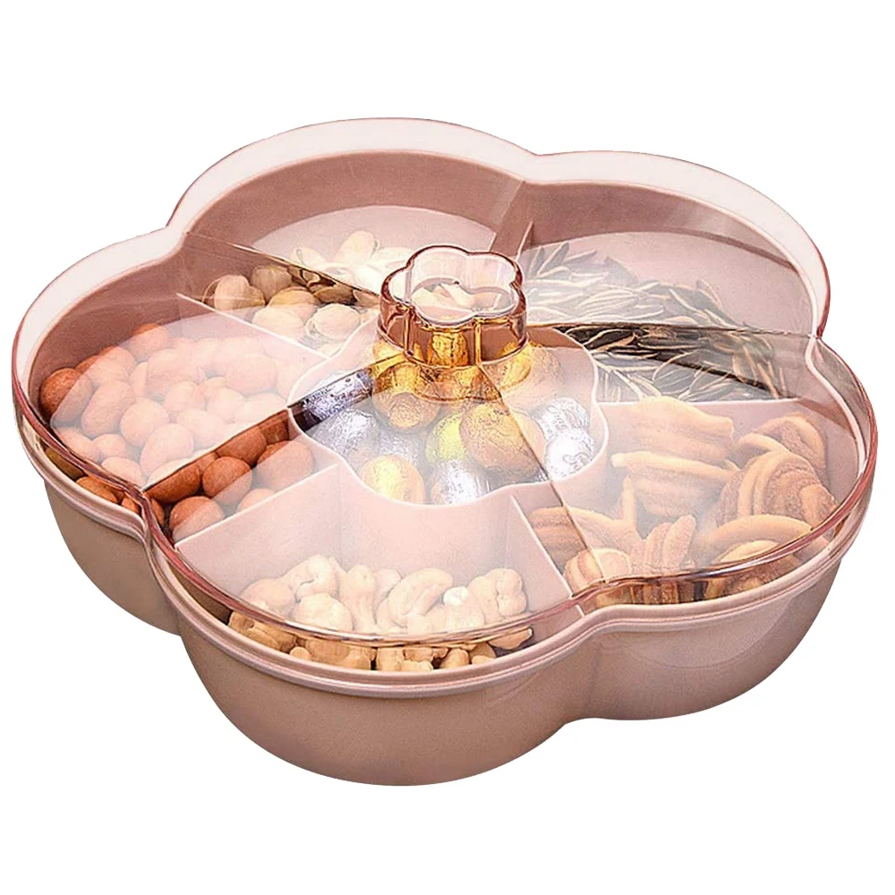 

Storage Box, Flower Shape Tray with Lid, Food Storage Box,Fruit Box Container,Pink