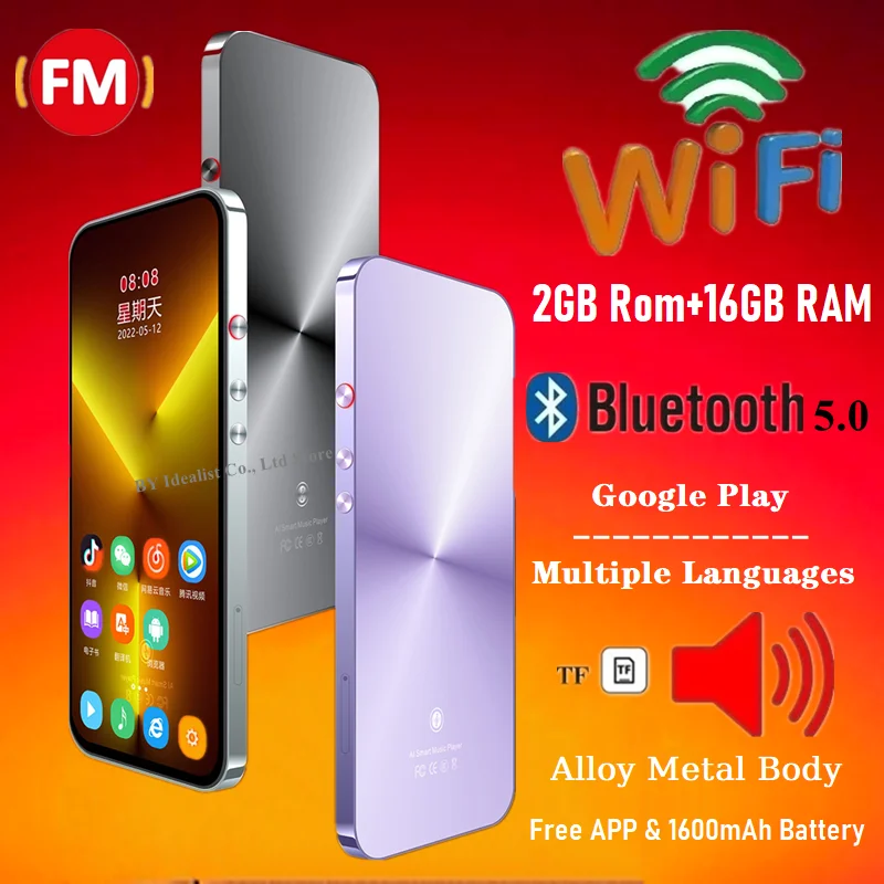 Wifi 64gb Bluetooth Mp4 Music Player Android Touch Screen 4.0 inch Hifi Metal Mp4 Recorder Video Player Support TF Card Speaker enlarge