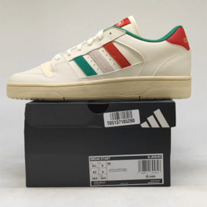 Фото Кроссовки adidas Off White Red Green Vintage Platform Skate Shoes, кожаные, с тремя полосками, низкие, в стиле ретро, повседневные, для мужчин и женщин KJ0840 №5