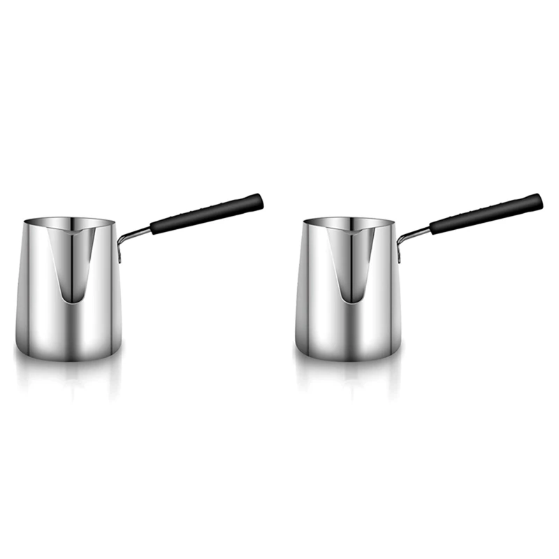 

2X Stainless Steel Butter And Coffee Warmer,Turkish Coffee Pot,Mini Butter Melting Pot And Milk Pot With Spout -(350ML)